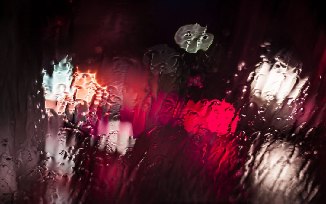 blurred image of rain on window